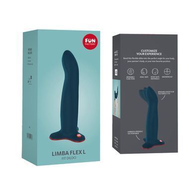 Фалоімітатор Fun Factory LIMBA FLEX L, колір морської хвилі, гнучкий, з ефектом пам&rsquo;яті, підходить для точки G