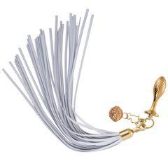 Анальна пробка з флогером LOCKINK SEVANDA White Pony-Tail Anal Pear-shape Plug