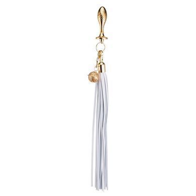 Анальна пробка з флогером LOCKINK SEVANDA White Pony-Tail Anal Pear-shape Plug