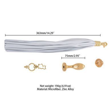 Анальна пробка з флогером LOCKINK SEVANDA White Pony-Tail Anal Pear-shape Plug