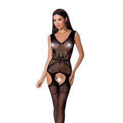 Сетчатый бодистокинг Passion BS062 One Size, Black, комбинезон, имитация чулок, открытый доступ