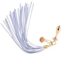 Анальна пробка з флогером LOCKINK SEVANDA White Pony-Tail Anal Rose-shape Plug