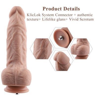 Гибкий фаллоимитатор для секс-машин Hismith 9.25&Prime; Silicone Dildo, система KlicLok
