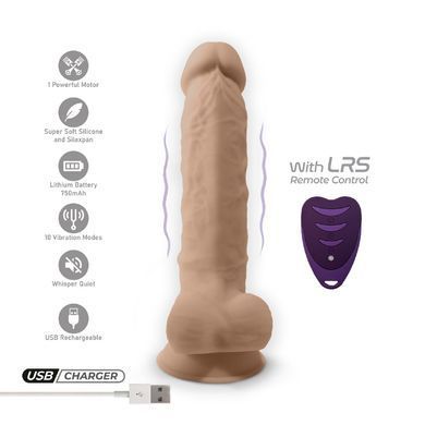 Фаллоимитатор с вибрацией SilexD Vetus Vibro Flesh (MODEL 1 size 8in) + LRS, двухслойный, диаметр 4,