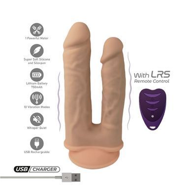 Двойной фаллоимитатор с вибрацией SilexD Double Gusto Vibro Flesh (Model 1 size 8" & 7") + LRS, диам