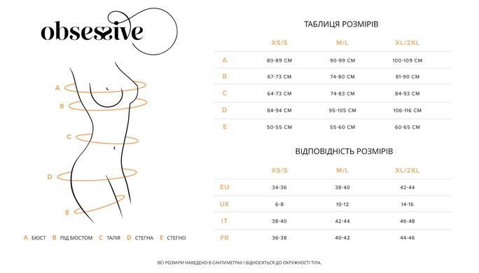 Бэби-долл Obsessive Donarella babydoll & thong, XS/S, кружевной лиф, чокер и стринги в комплекте