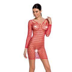 Бодистокинг-платье с глубоким воротом Passion BS093 red, длинные рукава