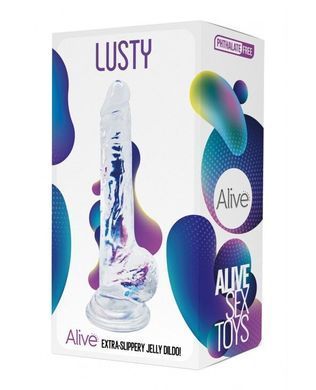 Прозрачный фаллоимитатор Alive Jelly Dildo Lusty, ТПЕ, присоска, диаметр 3,2см, длина 18см