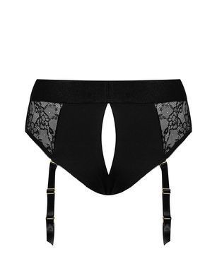 Кружевные трусы для страпона с подвязками для чулок Strap-On-Me DIVA HARNESS - M
