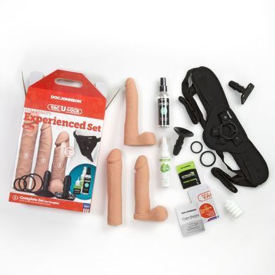Набор для страпона Doc Johnson Vac-U-Lock Dual Density Experienced Set, диаметр 2&times;7см, 7,7см