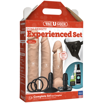 Набор для страпона Doc Johnson Vac-U-Lock Dual Density Experienced Set, диаметр 2&times;7см, 7,7см