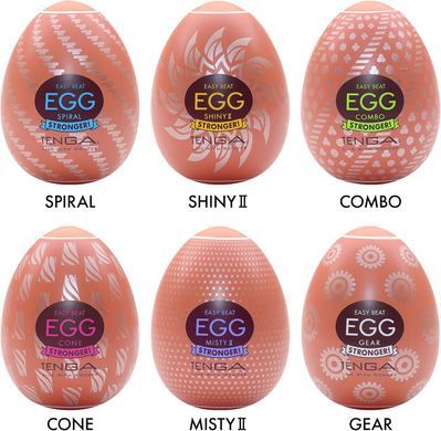 Набір мастурбаторів-яєць Tenga Egg Hard Boilded II Pack (6 яєць), щільний TPE, опукла текстура