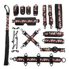 БДСМ-набор LOCKINK The Flowering Serpent Bondage Set, черный, с рисунком в виде змей, 12 предметов
