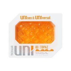 Унісекс-стимулятор Tenga UNI Topaz, помаранчевий, рельєф у вигляді горбків, лубрикант у комплекті