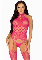 Кружевной бодистокинг с открытым доступом Leg Avenue High neck lace bodystocking One size Raspberry
