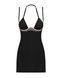 Сорочка Obsessive Selinne chemise & thong M/L Black, стрінги, подвійні бретелі