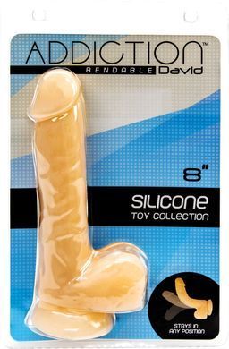 Фаллоимитатор с памятью формы, на присоске ADDICTION &mdash; DAVID 8&Prime; Silicone Dong, вибропуля в подарок