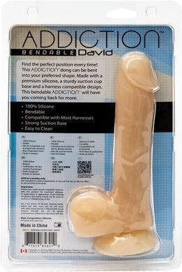 Фаллоимитатор с памятью формы, на присоске ADDICTION &mdash; DAVID 8&Prime; Silicone Dong, вибропуля в подарок