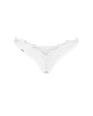Трусики-стринги с кружевом Obsessive Arrowel White crotchless thong S/M