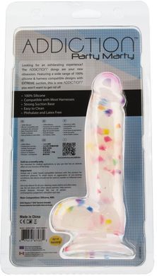 Фаллоимитатор с конфетти ADDICTION - PARTY MARTY 7.5&Prime; - FROST & CONFETTI, 19 см, силикон