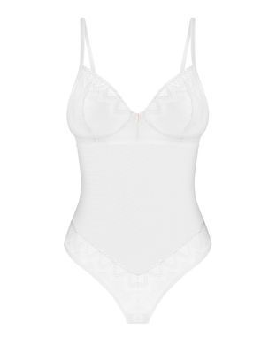 Боди Obsessive Alissium Teddy White, M/L, лиф с мягкой чашкой, высокие вырезы для ног