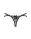 Трусики-стрінги Obsessive Blomentis thong, M/L, чорні, мереживні, боковинки &mdash; подвійні смужки