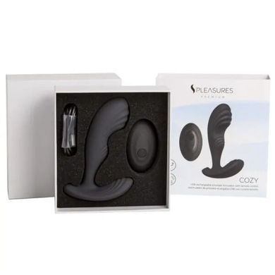 Вібромасажер простати S Pleasures Premium Cozy, чорний, з рельєфною головкою, 10 режимів