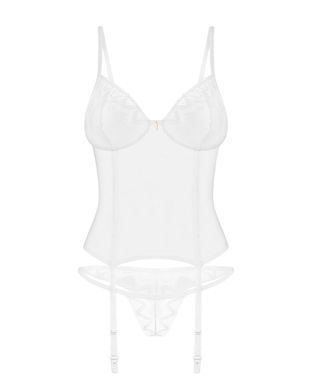 Корсет Obsessive Alissium corset&thong, XS/S, гибкие косточки, открытая спина, стринги в комплекте