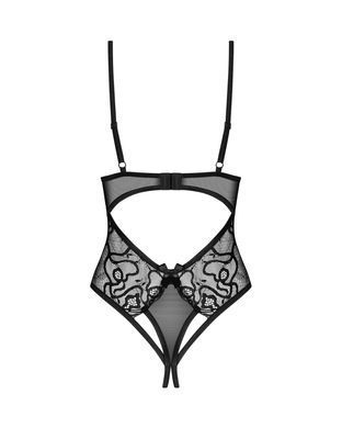 Тедди с доступом Obsessive Blomentis crotchless teddy, XL/2XL, прозрачное, открытая спина, низ-стринги