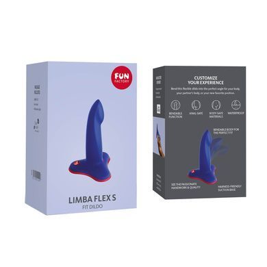Фалоімітатор Fun Factory LIMBA FLEX S, синій, гнучкий, з ефектом пам&rsquo;яті, підходить для точки G