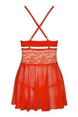 Бэби-долл Obsessive 838-BAB-3 babydoll & thong, L/XL, красный, кружевной лиф, стринги в комплекте