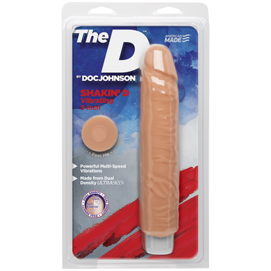 Фаллоимитатор Doc Johnson The D: Shakin D 9 Inch Vibro ULTRASKYN, диаметр 3,8см, плавная регулировка