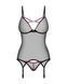 Корсет Obsessive Novenes corset & thong, XS/S, прозрачный, открытая спина, стринги в комплекте