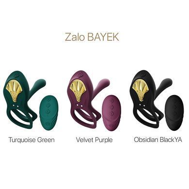 Смарт-эрекционное кольцо Zalo - BAYEK Obsidian Black, двойное с вводимой частью, пульт ДУ
