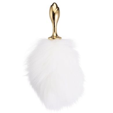Металева анальна пробка &mdash; кролячий хвіст LOCKINK SEVANDA White Bunny-Tail Anal Rose-shape Plug