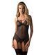 Корсет Obsessive Novenes corset & thong, XL/2XL, прозрачный, открытая спина, стринги в комплекте